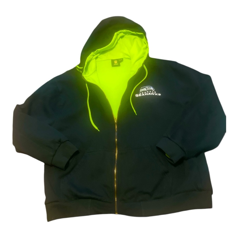 NFL Seattle Seahawks Black Hoodie with Neon Yellow Lining